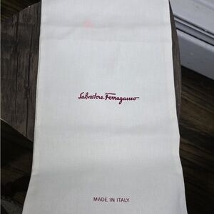 Salvatore Ferragamo Cream Dust Bag with Red Logo